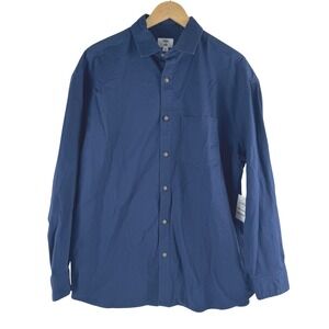 Mode of One Mens Caspian Waters Navy Blue Cotton Stretch Button Down Shirt M